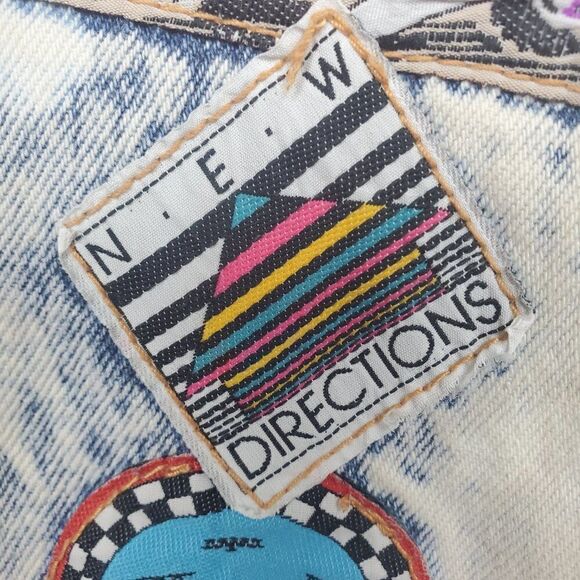 Vintage 90s Zena Acid Washed Bleached Patchwork New Directions Denim Blue Jeans - Picture 4 of 16